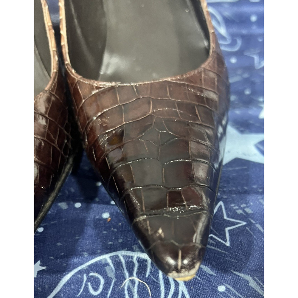 Stuart Weitzman Pumps Heels 7.5N Leather Crocodile Brown Ombre Pointy Toe Work - Picture 7 of 12